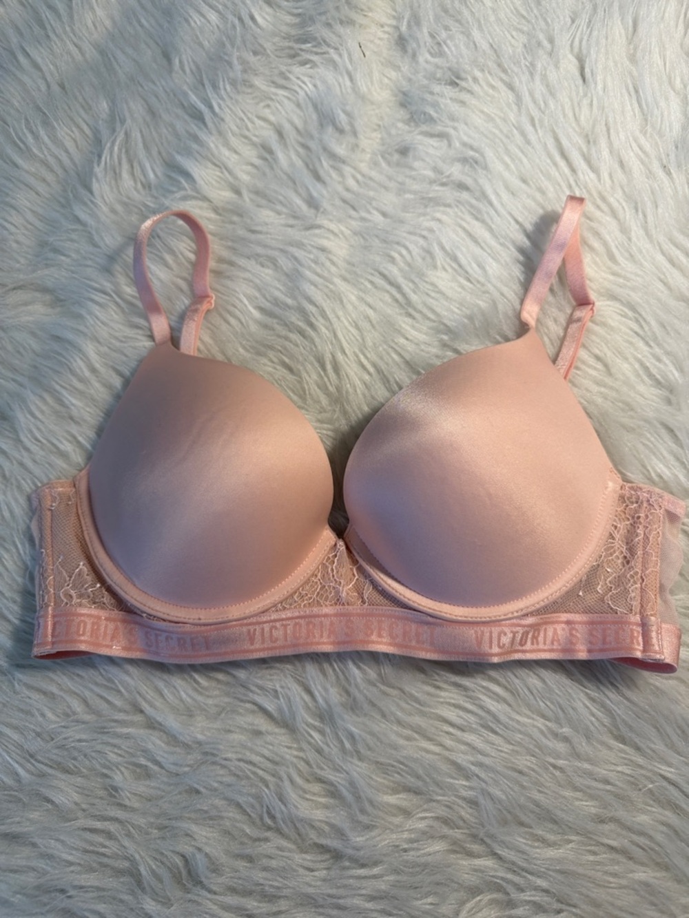 Victoria's Secret Pale Pink Smooth Push-Up Bra with Lace Band